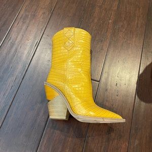 Fendi yellow croc cowboy boots